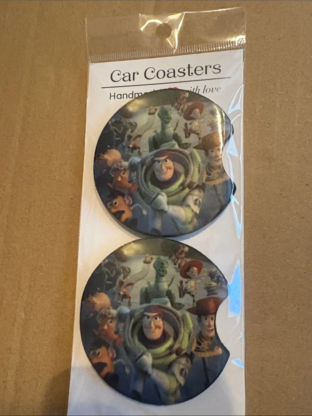 Car Coasters with Toy Story Space Hero Design - Blue/Green